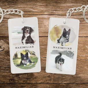 Pet Dog 4-Photo Custom Name Key Ring