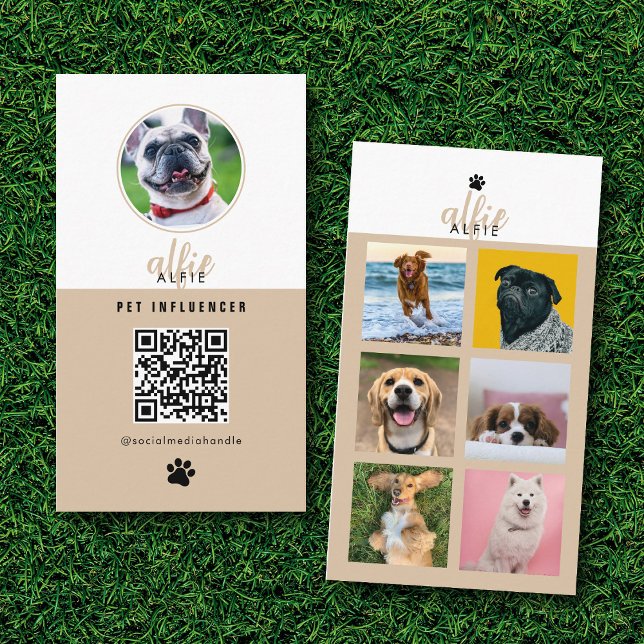 Pet Dog 6 Photo Feed Grid Social Media QR Code  Business Card (Pet Dog 6 Photo Feed Grid Social Media QR Code Business Card)