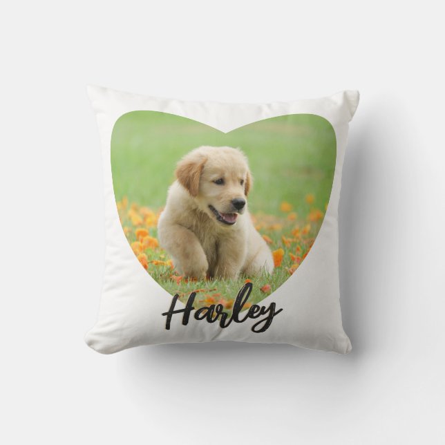 Pet Dog Animal Lover Heart Photo Simple Stylish Cushion (Front)