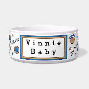 Pet DOG Blue Bowl Large "Will Play for Food"