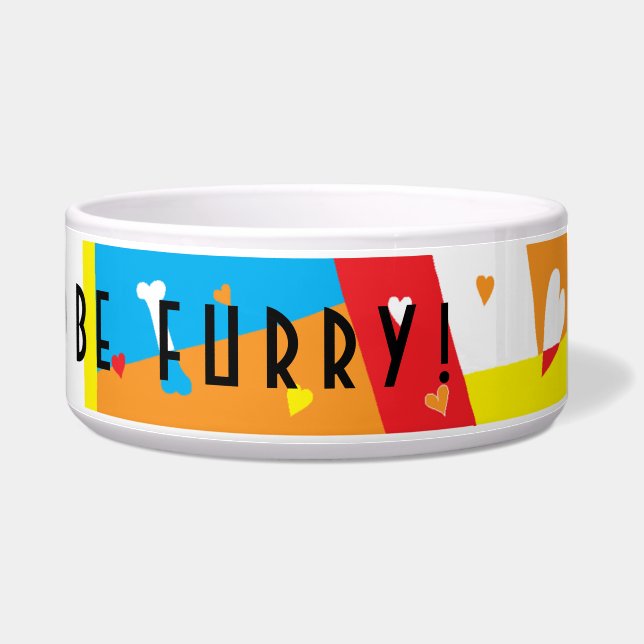 Pet DOG Bowl Large "Eat, Drink and be Furry" (Right)