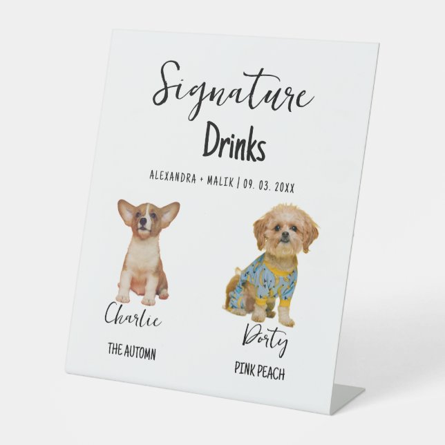 Pet Dog Calligraphy Signature Drink wedding sign (Front)