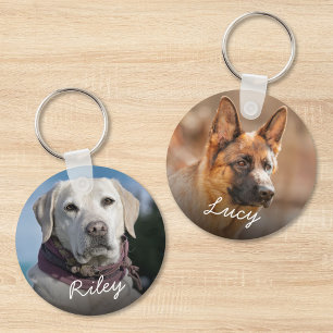 Pet Dog Cat 2 Photo Double-Sided Key Ring