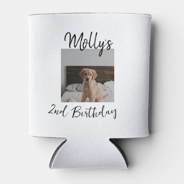 Pet dog cat animal birthday photo modern simple  can cooler (Front)