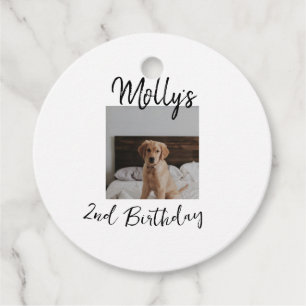 Pet dog cat animal birthday photo modern simple favour tags