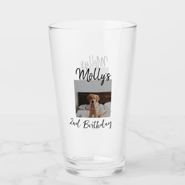 Pet dog cat animal birthday photo modern simple  glass (Front)
