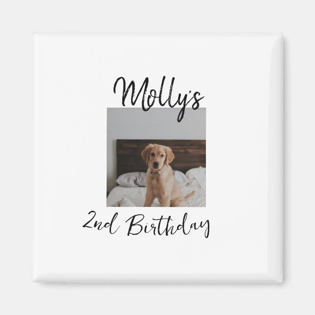 Pet dog cat animal birthday photo modern simple  magnet (Front)