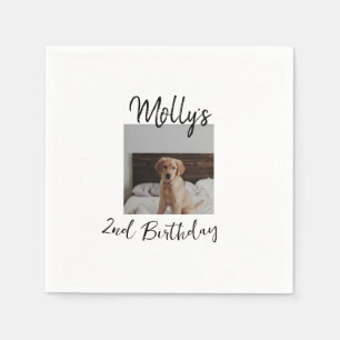 Pet dog cat animal birthday photo modern simple  napkin