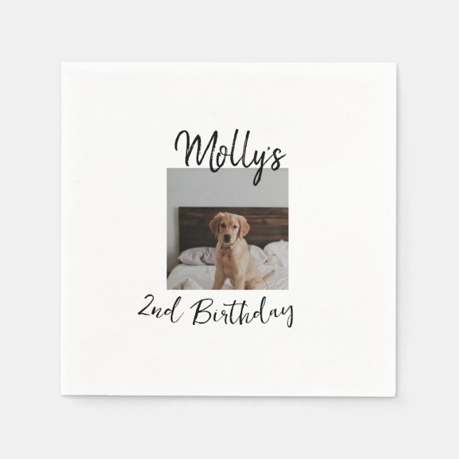 Pet dog cat animal birthday photo modern simple  napkin (Front)