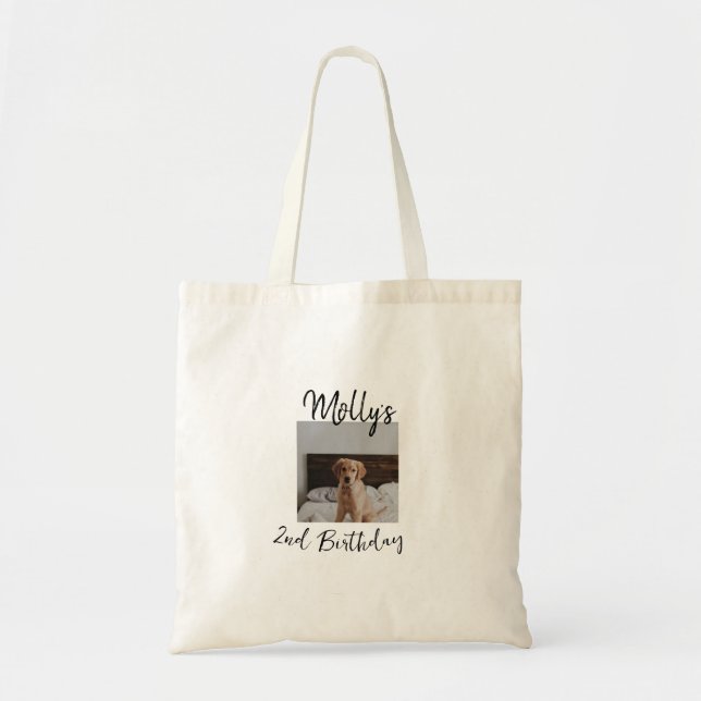 Pet dog cat animal birthday photo modern simple  tote bag (Front)