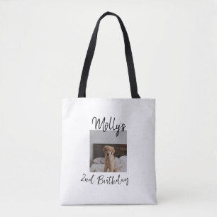 Pet dog cat animal birthday photo modern simple tote bag