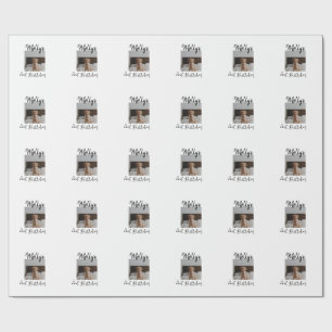 Pet dog cat animal birthday photo modern simple  wrapping paper