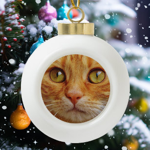 Pet Dog Cat Custom Photo Ceramic Ball Christmas Ornament