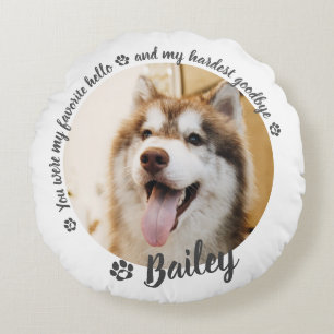Pet Dog Cat Custom Photo Memorial Keepsake Round Cushion