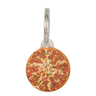 Pet Dog Cat Cute  Fun Pizza Customise ID Pet Tag
