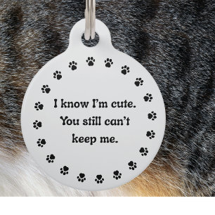 Pet Dog Cat Funny Humor Customize ID Lost Tag
