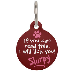 Pet Dog Cat Funny Humour Custom Red Lost Pet Tag