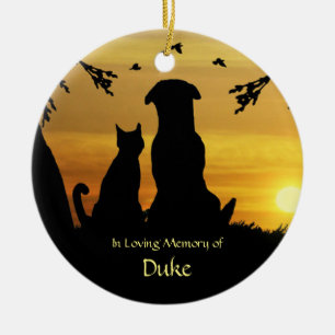 Pet Dog Cat Memorial Custom Name Spiritual Poem Ceramic Tree Decoration