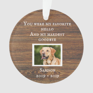 Pet Dog Cat Memorial Custom Wood Photo Ornament