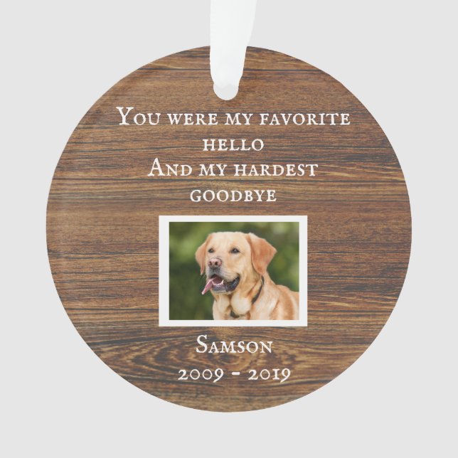 Pet Dog Cat Memorial Custom Wood Photo Ornament (Front)