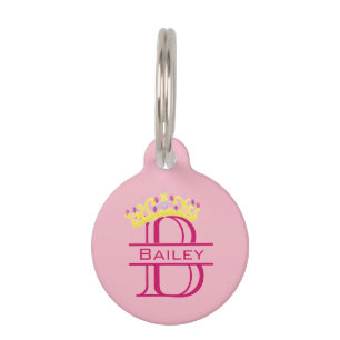 Pet Dog Cat Monogram Tag Crown Princess ID