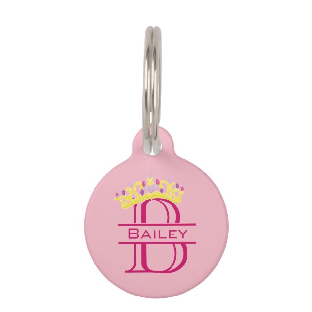 Pet Dog Cat Monogram Tag Crown Princess ID (Front)