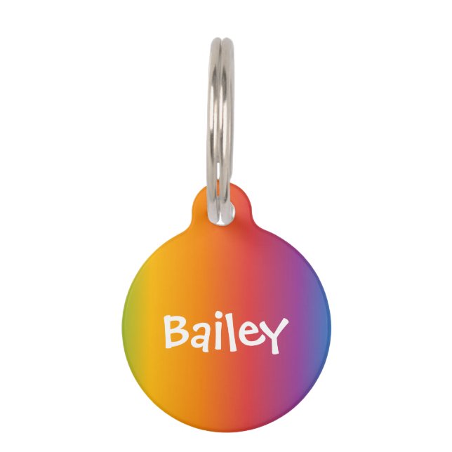 Pet Dog Cat Monogram Tag Rainbow Customise ID (Front)