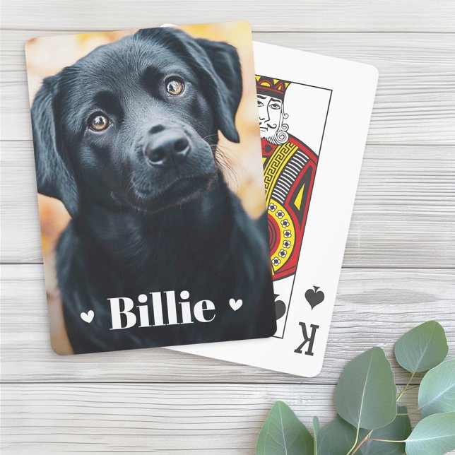 Pet dog cat name hearts two photos playing cards (Pet dog cat name hearts two photos poker cards)