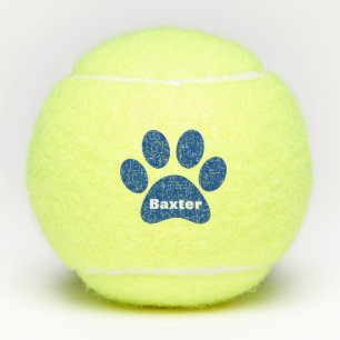 Pet Dog Cat Paw Print Name Personalised Tennis Balls