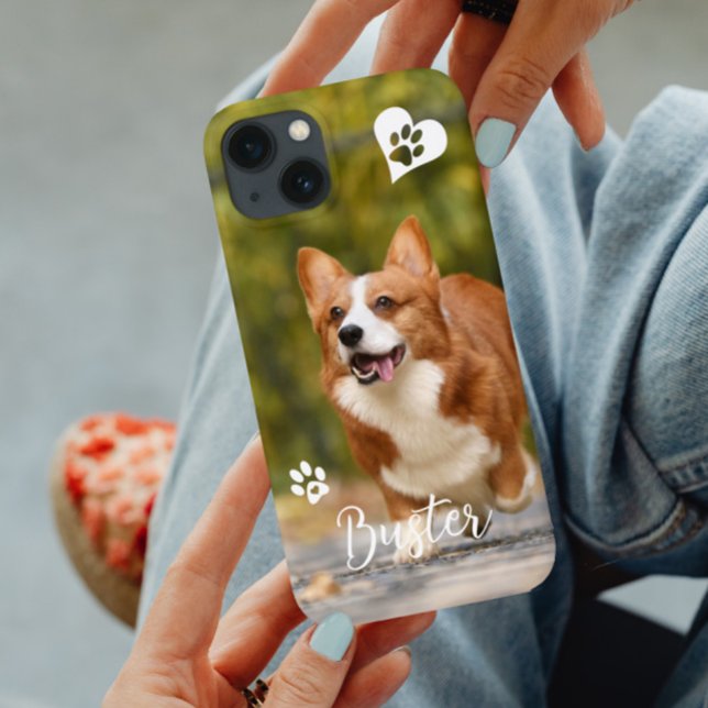 Pet Dog Cat Personalised Photo Template Paw Heart Case-Mate iPhone Case (Creator Uploaded)