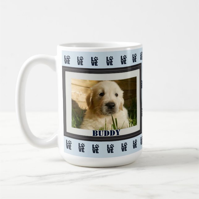 Pet Dog Cat Photo Paw Print Love Coffee Mug (Left)