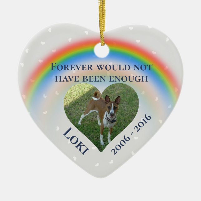 Pet Dog Cat Rainbow Bridge Photo Custom Ceramic Tree Decoration (Front)