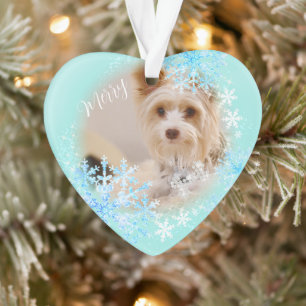 Pet  Dog Christmas Blue Ornament