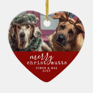 Pet Dog Christmas Funny Personalised Heart Shape Ceramic Tree Decoration