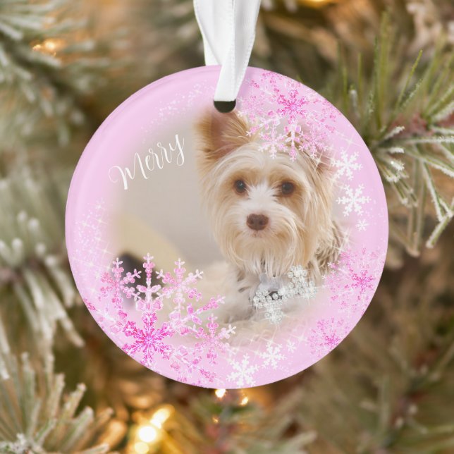 Pet  Dog Christmas Pink Ornament (Tree)