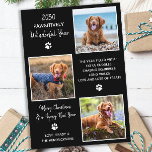 Pet Dog Christmas Year in Review 3 Photo Collage Holiday Card