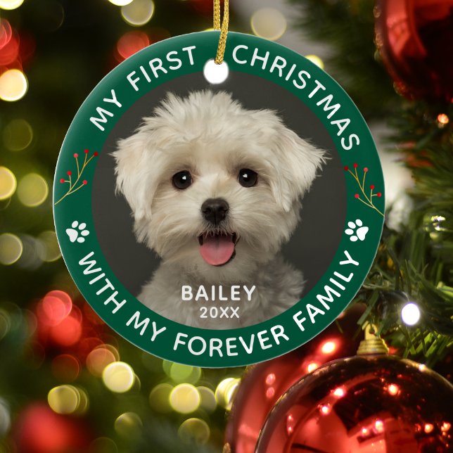 Pet Dog Custom Photo Paw Print Ceramic Tree Decoration (Creator Uploaded)