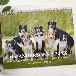 Pet Dog Custom Photos Modern Cute 12 Month 2026  Calendar