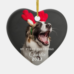 Pet Dog First Christmas Photos Script Ornament