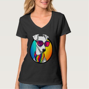 Pet Dog Greyhound with LGBTQ+ Pride Scarf Graphic  T-Shirt
