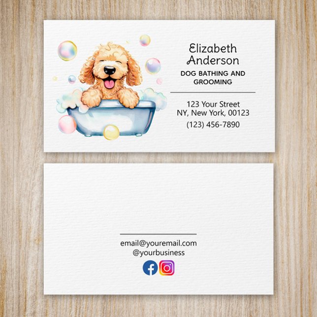 Pet Dog Grooming and Bathing Service Custom Business Card (Creator Uploaded)