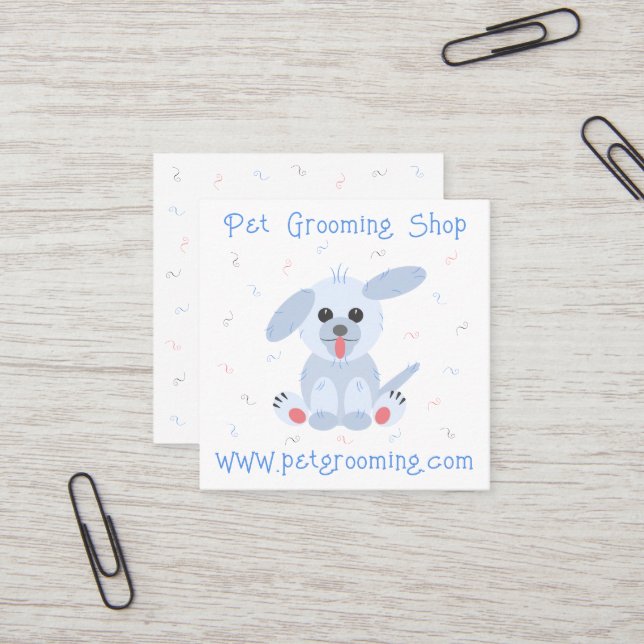 Pet Dog Grooming Personalised  Square Business Card (Front/Back In Situ)