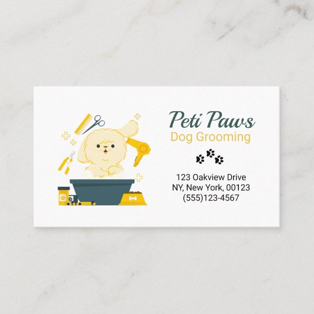 Pet Dog Grooming Service Business Card (Front)