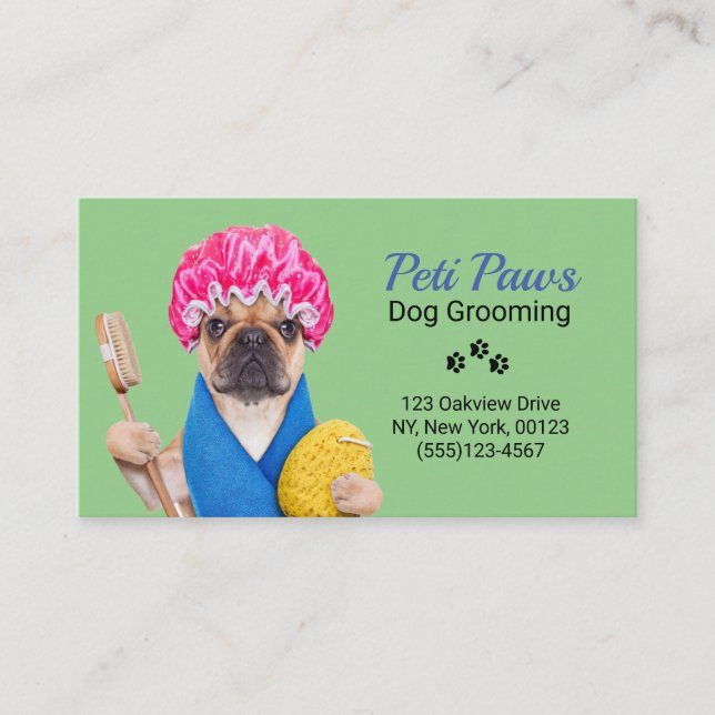 Pet Dog Grooming Service Business Card (Front)