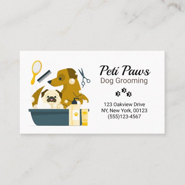 Pet Dog Grooming Service Business Card (Front)