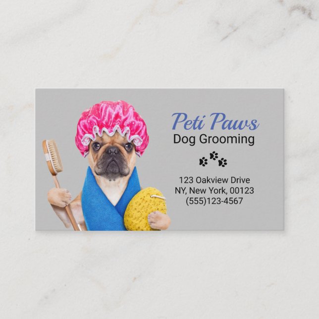 Pet Dog Grooming Service Business Card (Front)