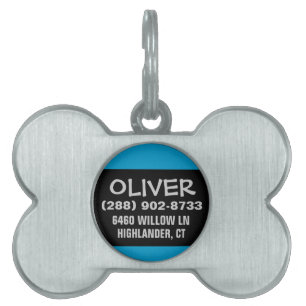 Pet Dog ID - Black & Blue - For Small Dogs Pet Name Tag