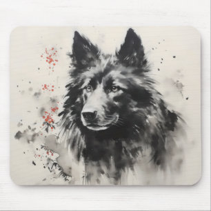 Pet Dog Ink Painting Mouse Mat