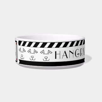 Pet/Dog Medium Bowl Black/White "Feed Me/Hangry"