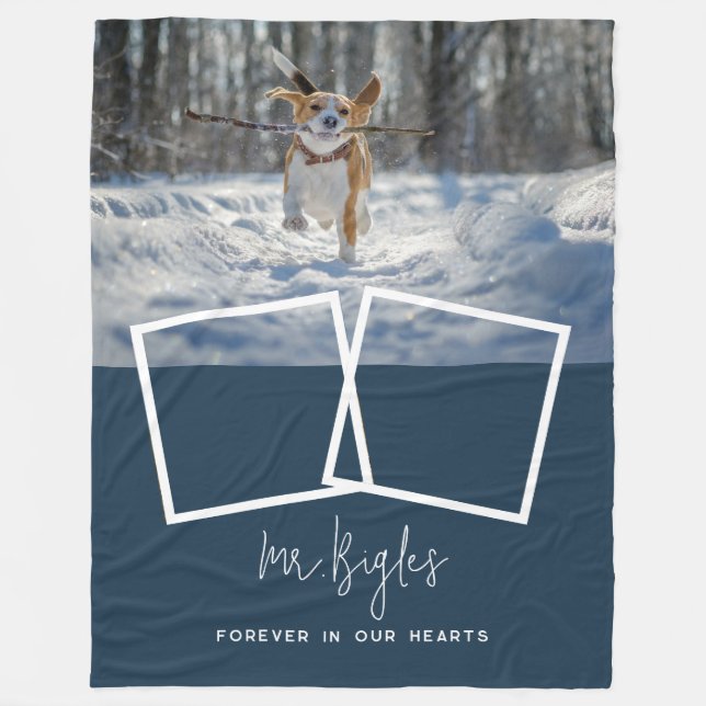 Pet Dog Memorial Custom 3 Photo Collage Fleece Blanket (Front)